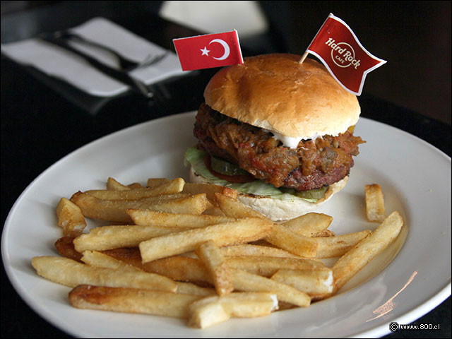Hamburguesa de berenjena en esta hamburguesa turca - Hard Rock Caf Santiago (Mall Costanera Center)