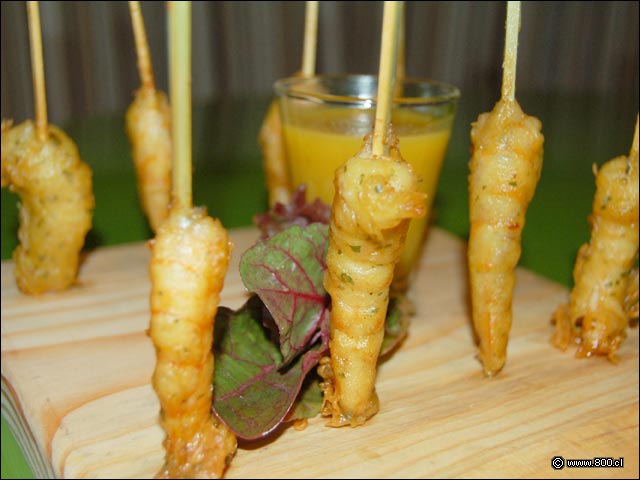 Detalle Camarones con Salsa de Maracuya