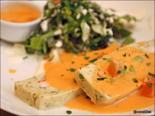 Primer plano de Terrina de Pescado y Camar�n en Les Comperes - Les Comperes