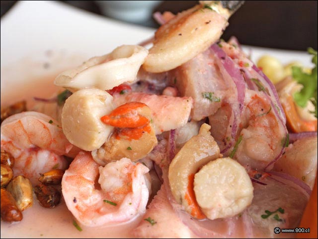 Ostiones y Camarones en Ceviche Mixto - Cevichela (Vitacura)