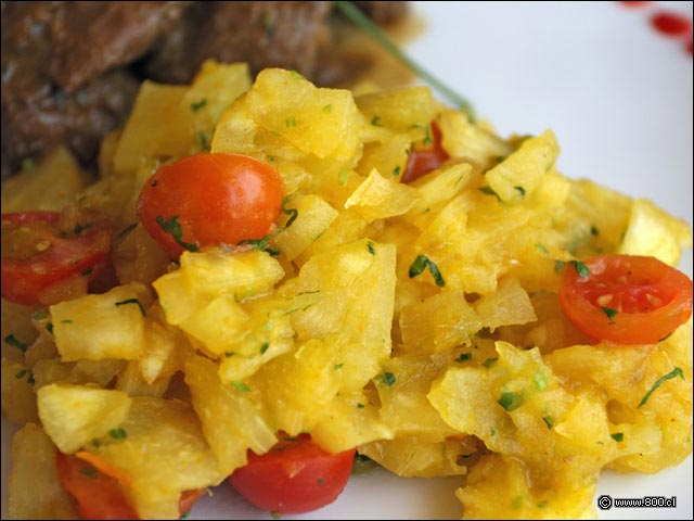 Primer plano de Yuca Majada - Cevichela (Vitacura)