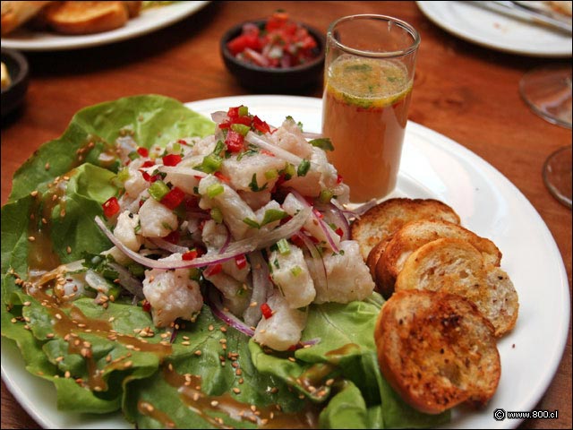 Ceviche de Corvina en restaurante Caleta Lastarria - Caleta Lastarria