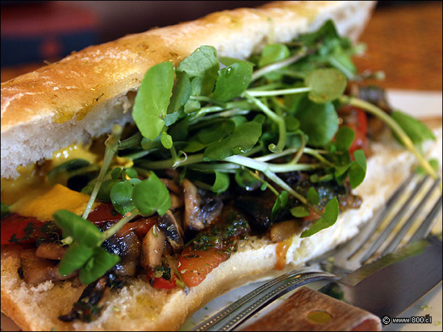 una buena opcin vegetariana este Sandwich en base a mix de hongos salteados en la saguchera Arbequina - Capelln 8