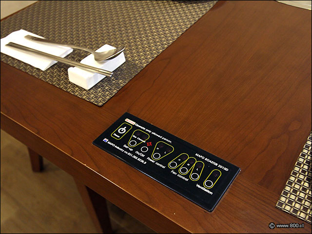 Detalle del comando digital de coccin de cada mesa - Biwon Chile Hotel Stanford