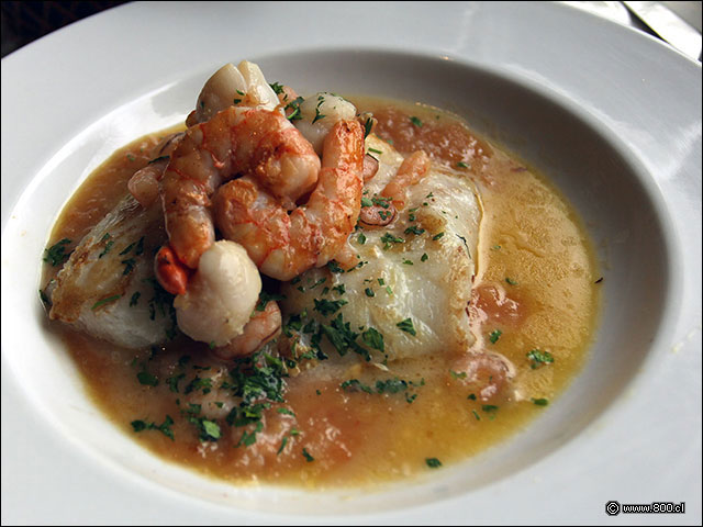 Corvina con mariscos