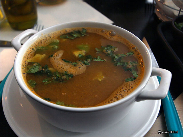 Sopa de tortilla con queso y palta