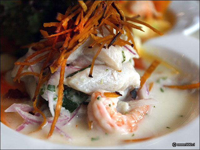 Ceviche de pescado blanco y camarones - Casa Valerio - Larran