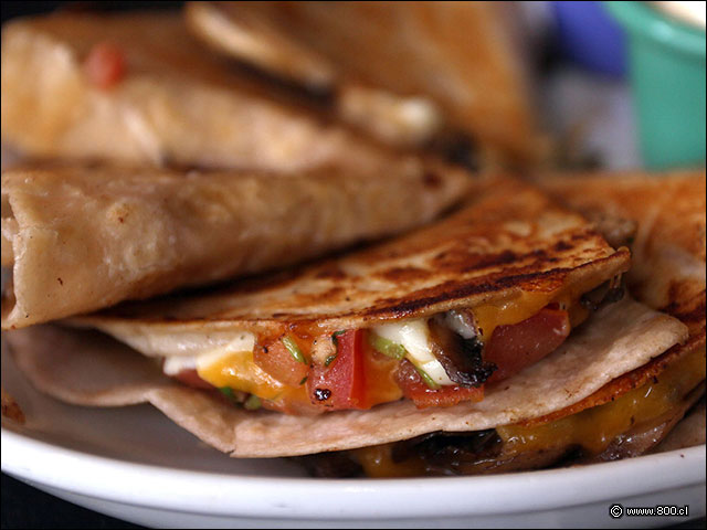 Quesadillas rellenas con pico de gallo y trozos de pollo salteado - Jimmy�s