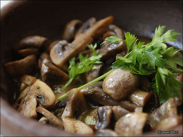 Champi�ones Par�s salteados en aceite de oliva, mantequilla y ajo en el Restobar La Soga - La Soga