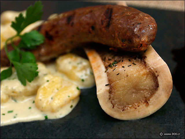Mdula con longaniza de osobucco y oquis al azafrn - Zafferano (Hotel Solace)