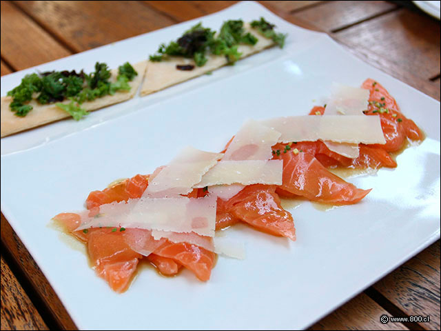 Carpaccio De Salmn con escamas de parmesano - Quotidien Bistro