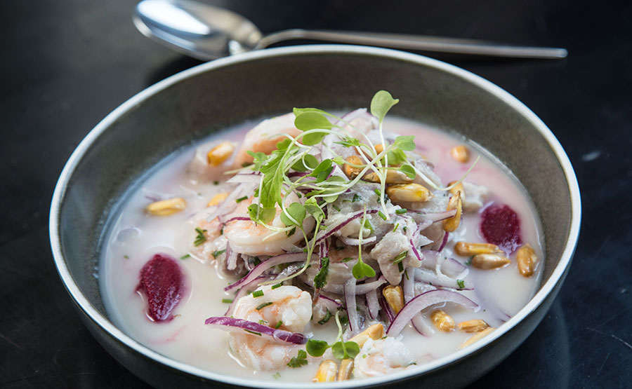 Ceviche Palacio con pescado blanco y camarones