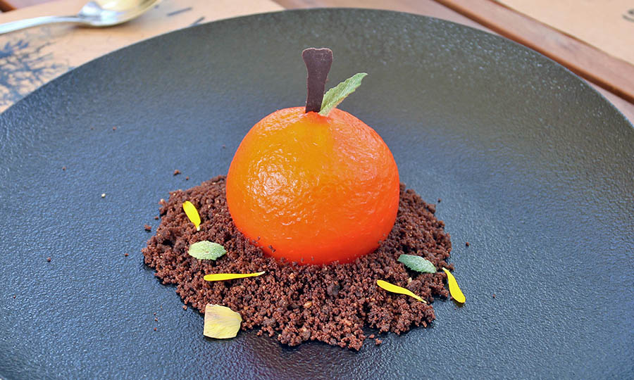 Postre de esfera de mandarina