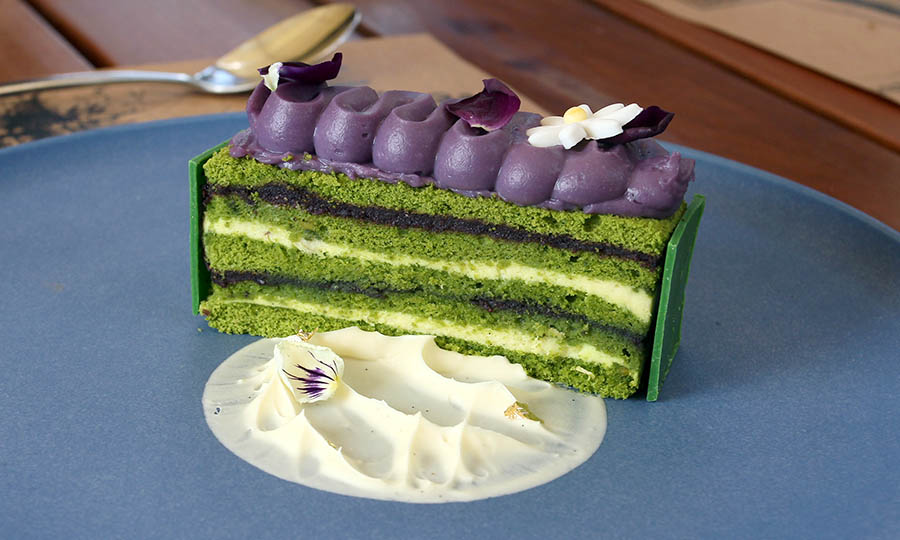 Pastel jardn de violeta matcha