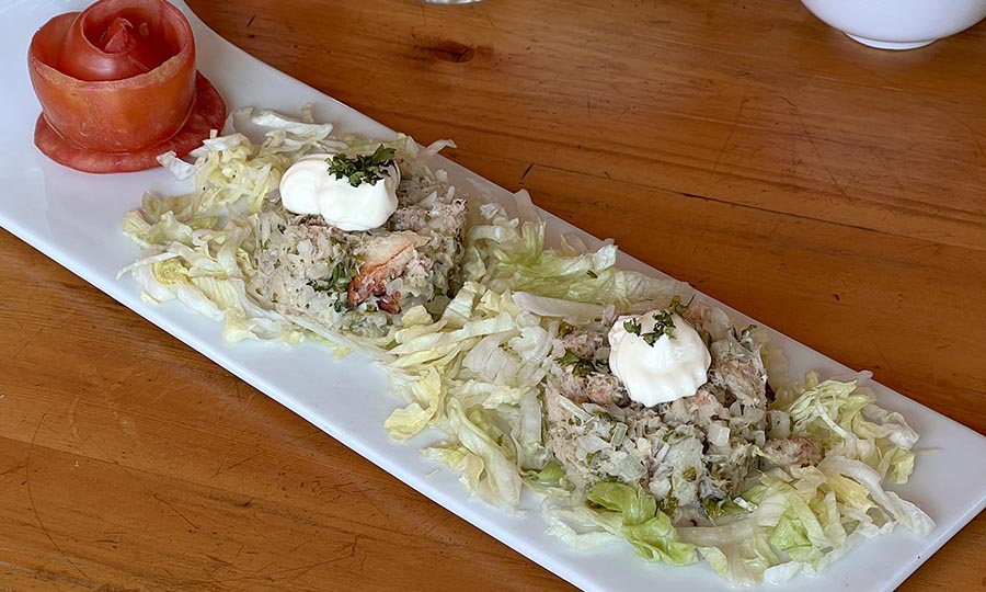 Timbales de jaiva en salsa verde - El Pinguino Punta de Choros