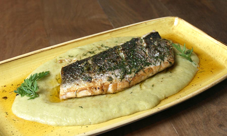 Plato del día: corvina a la mantequilla y puré de hinojo - Malakita Resturant