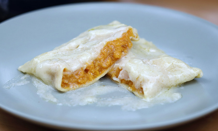 Ravioloni di Succa: Ravioles gigantes de zapallo