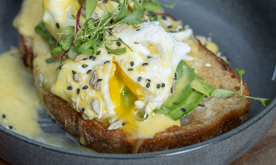 Benedictinos: Crocante tostada, huevos pochados, palta y salsa holandesa - Bravo 951