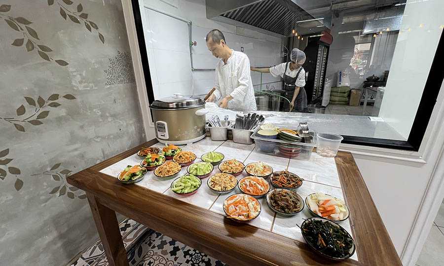 La cocina a la vista de Ramen Lanzhou