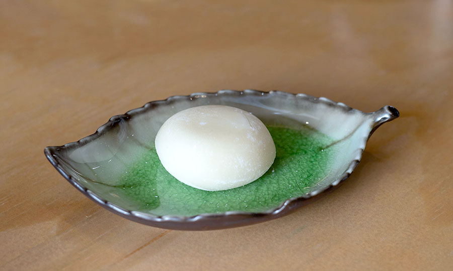 Manju mochi con helado de vainilla