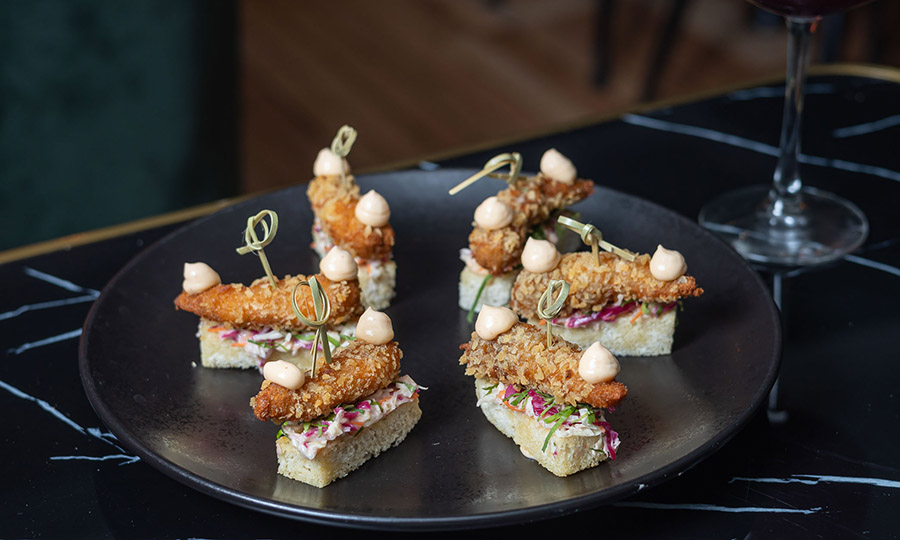 Canapés de Camarones fritos