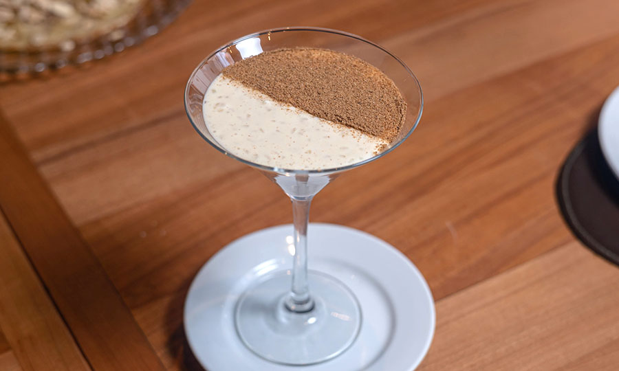 Arroz con leche en copa de martini