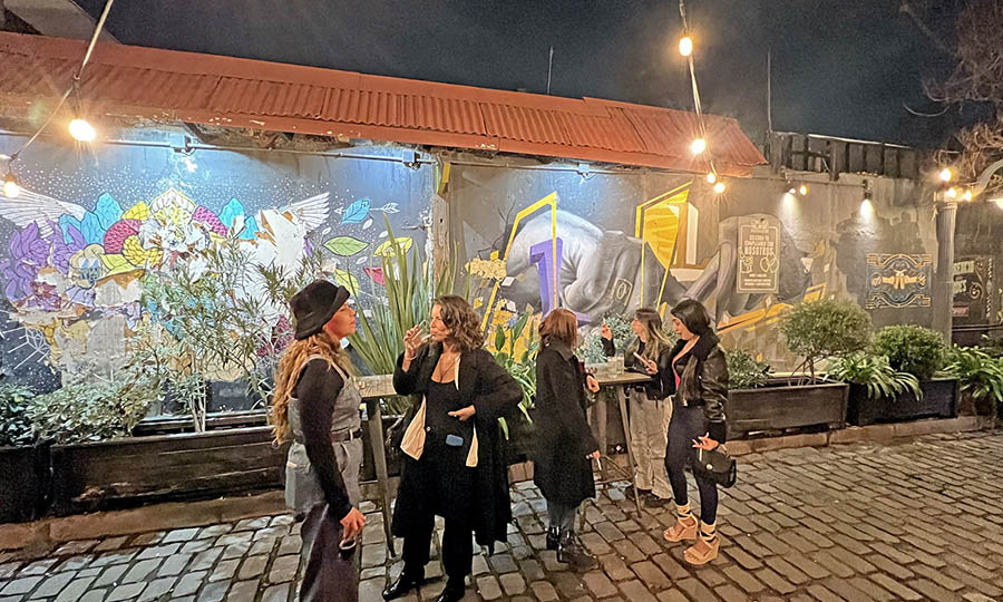 El espacio de terraza y pasillo de acceso a Jardn Mallinkrodt - El Sindicato Cocktail Bar