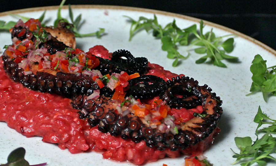 Risotto de beterraga con pulpo - Casa Vitalis