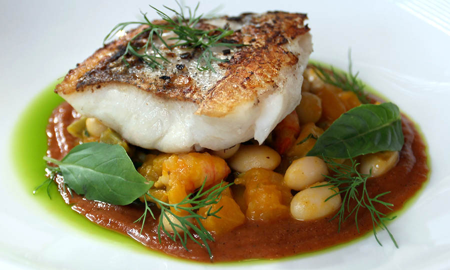 Evocadora Merluza austral con porotos - Pr�stino Restaurant