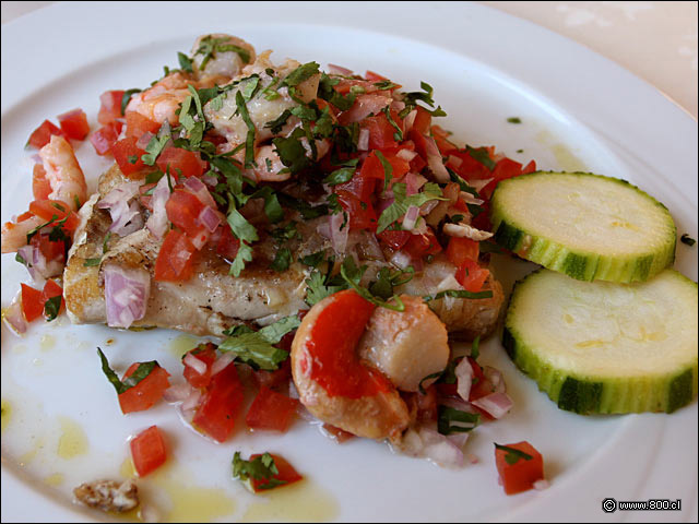 Corvina con Pebre de Cilantro - Divertimento Chileno