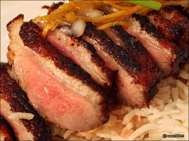 Primer plato de Magret de Pato al coco