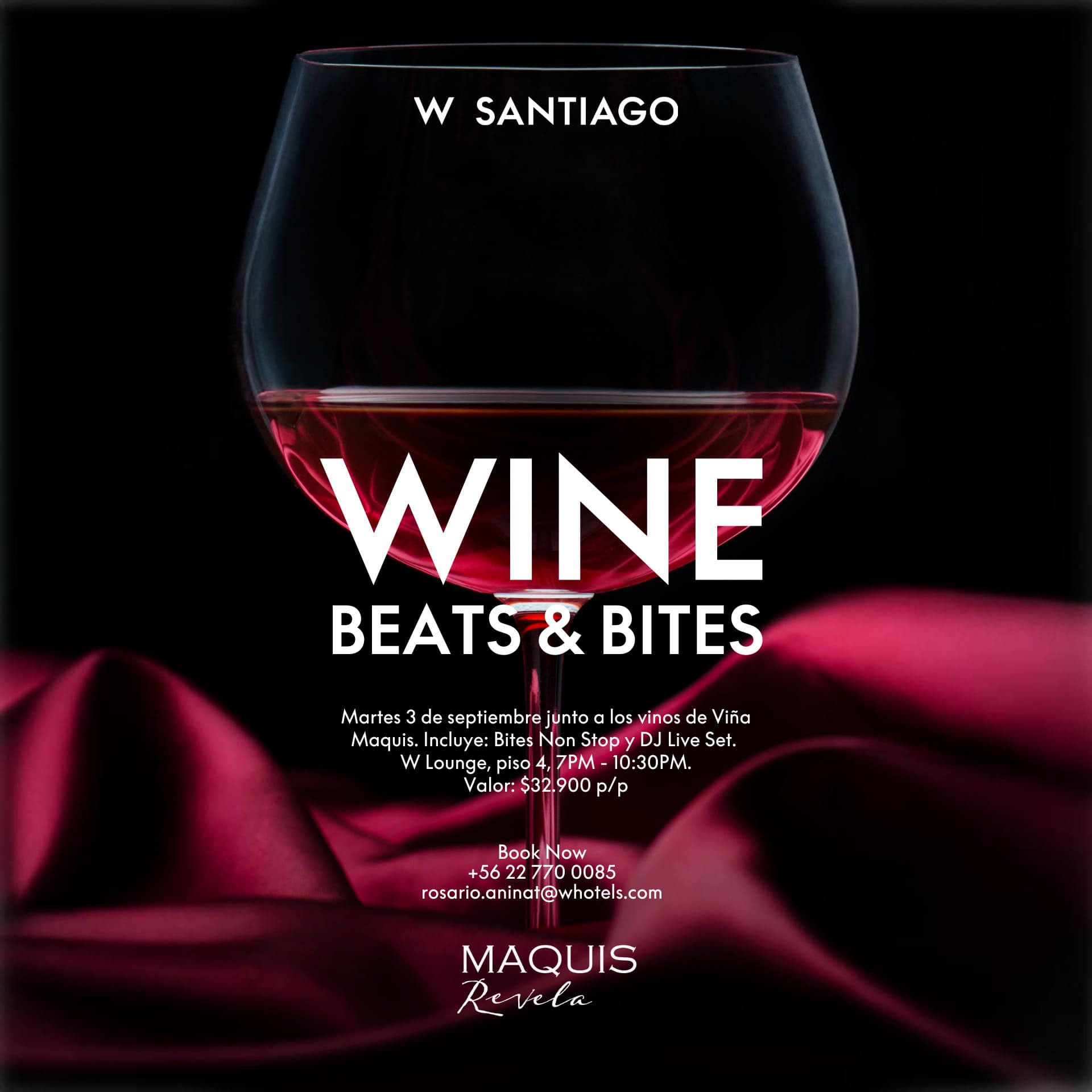 Wine Beats and Bites en W Santiago