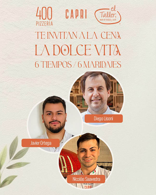 Cena –La Dolce Vita– en CAPRI con 400 Pizzería y El Taller Helados